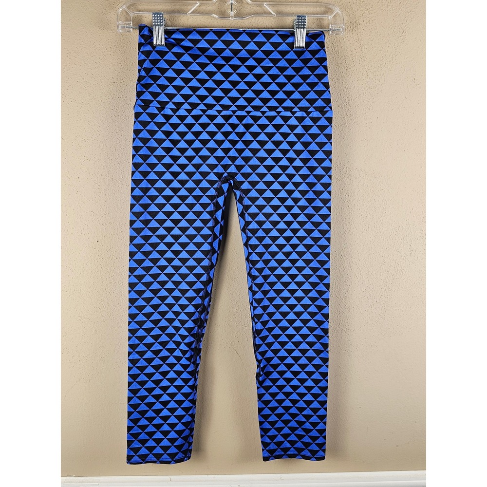 K-Deer Womens Purple Black Diamond Print Crop Leggings Medium